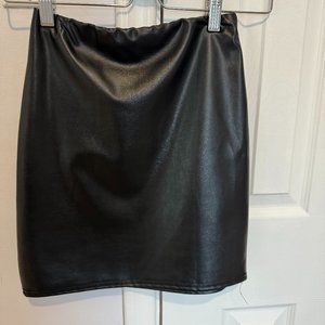 Black leather mini skirt